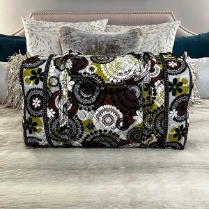 VERA BRADLEY Cocoa Moss Large Duffle Bag  Zip Top Brown Green Floral Travel 2013